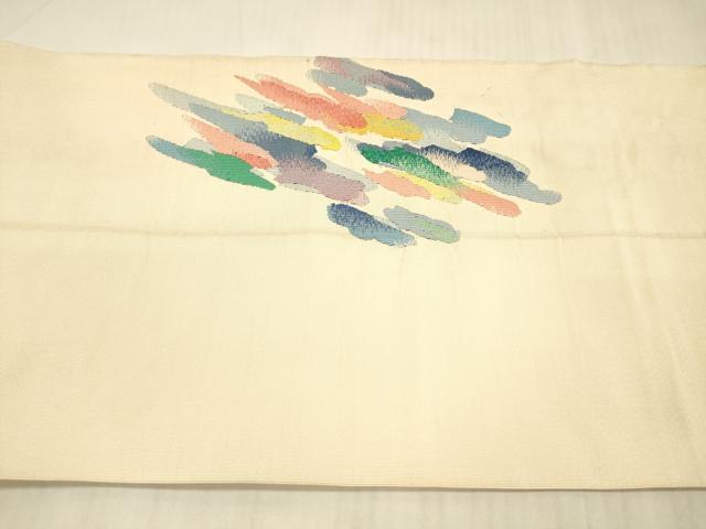 平和屋着物●綴れ 八寸名古屋帯 風景文 銀糸 正絹 逸品 DAAX0237cm