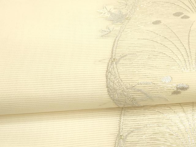 平和屋着物*夏物 六通柄袋帯 唐織 草葉文 金銀糸 正絹 逸品 DAAX0255cm