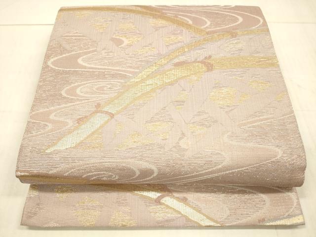 平和屋着物*夏物 六通柄袋帯 流水籬文 金糸 正絹 逸品 DAAX0269cm