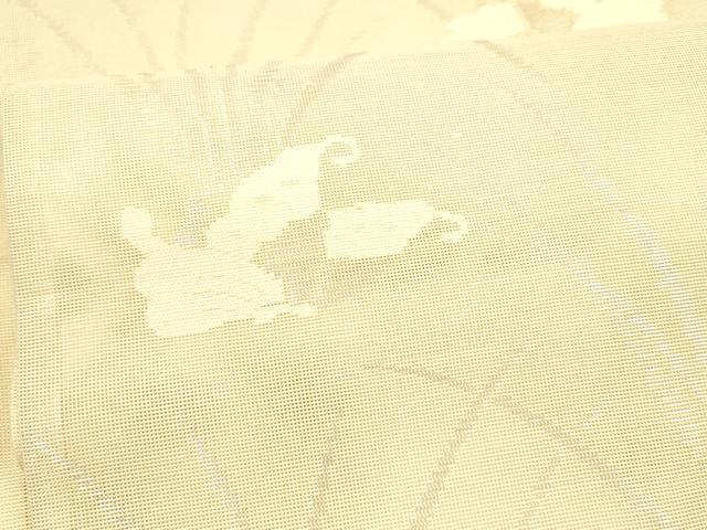 平和屋着物*夏物 六通柄袋帯 舞蝶草葉文 銀糸 正絹 逸品 DAAX0270cm