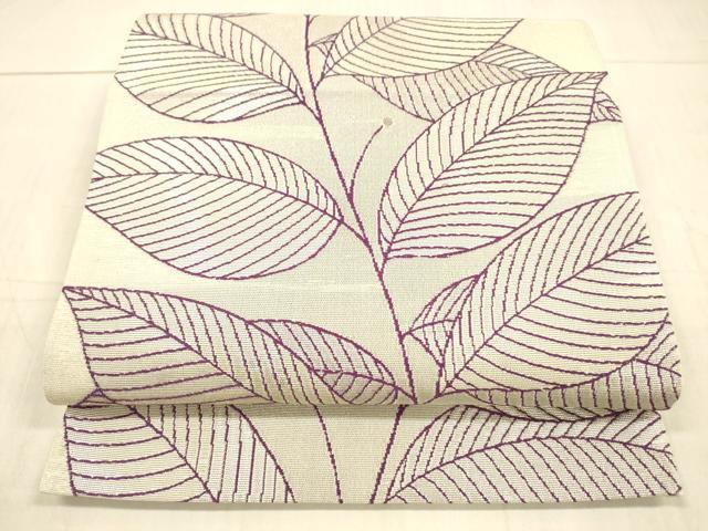 平和屋着物*夏物 六通柄袋帯 草葉文 銀糸 正絹 逸品 DAAX0274cm
