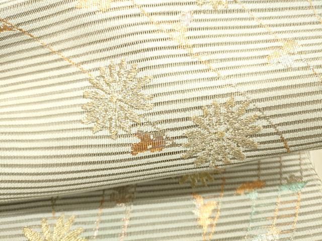 平和屋着物*夏物 絽綴れ つけ帯 草花文 金銀糸 正絹 逸品 DAAX0280cm