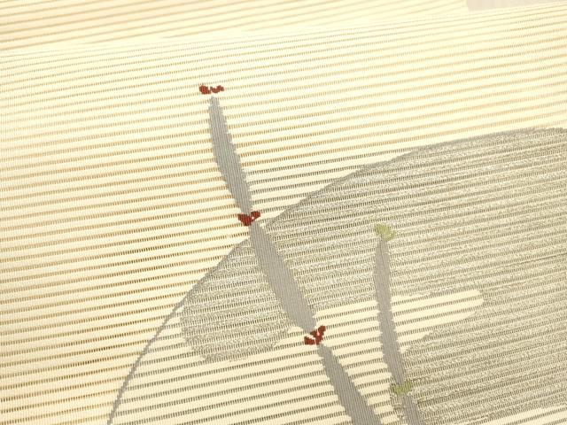 平和屋着物*夏物 絽綴れ 八寸名古屋帯 抽象文様 銀糸 正絹 逸品 DAAX0284cm