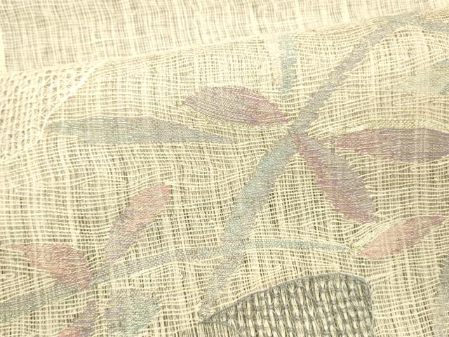 平和屋着物*夏物 太鼓柄袋帯 草葉文 金銀糸 正絹 逸品 DAAX0287cm