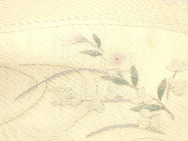 平和屋着物*夏物 絽綴れ 太鼓柄袋帯 草花文 金銀糸 正絹 逸品 DAAX0297cm