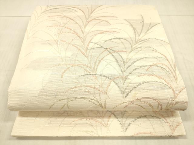 平和屋着物*夏物 六通柄袋帯 草葉文 銀糸 正絹 逸品 DAAX0307cm