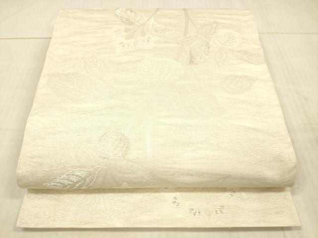 平和屋着物*夏物 全通柄 本袋帯 草花文 銀糸 正絹 逸品 DAAX0319cm