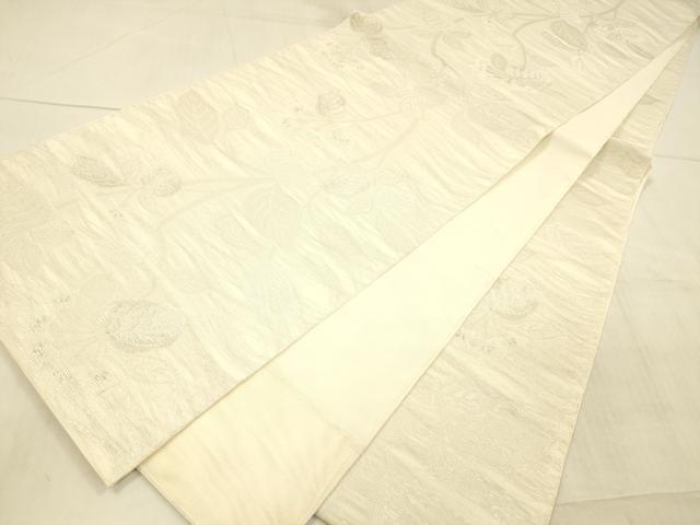平和屋着物*夏物 全通柄 本袋帯 草花文 銀糸 正絹 逸品 DAAX0319cm