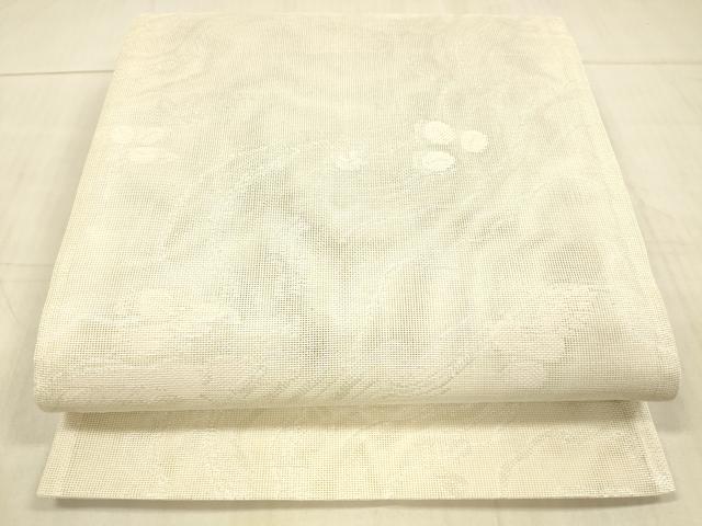 平和屋着物*夏物 六通柄袋帯 流水草葉文 銀糸 正絹 逸品 DAAX0324cm