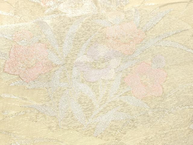 平和屋着物*夏物 六通柄袋帯 草花文 銀糸 正絹 逸品 DAAX0329cm