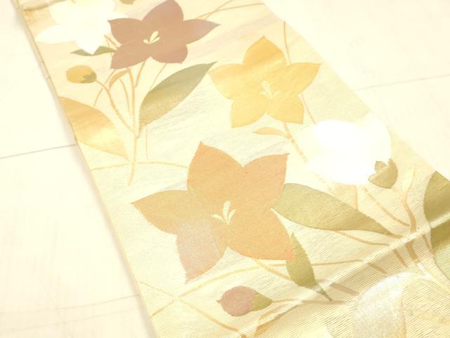 平和屋着物*夏物 六通柄袋帯 草花文 金銀糸 正絹 逸品 DAAX0331cm