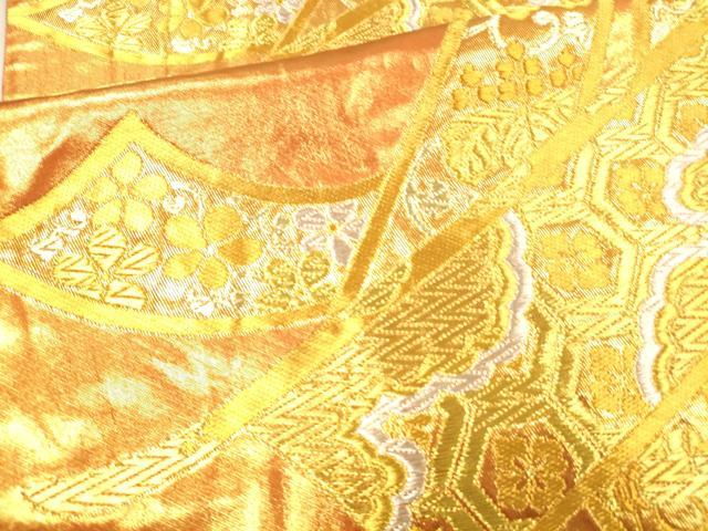 平和屋着物●西陣の名門 本家加納 六通柄袋帯 小槌 飛鶴花唐草文 金銀糸 正絹 逸品 DAAX0335cm