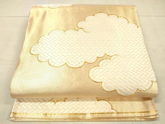 平和屋着物●西陣 河合美術織物謹製 六通柄袋帯 唐織 雲文 金糸 正絹 逸品 DAAX0347cm