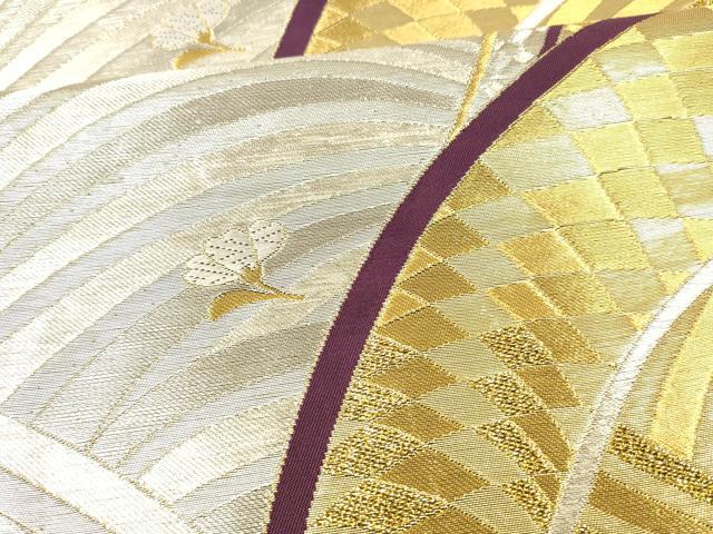 平和屋着物▼六通柄袋帯 舞花文 金銀糸 正絹 逸品 DAAX0363cm