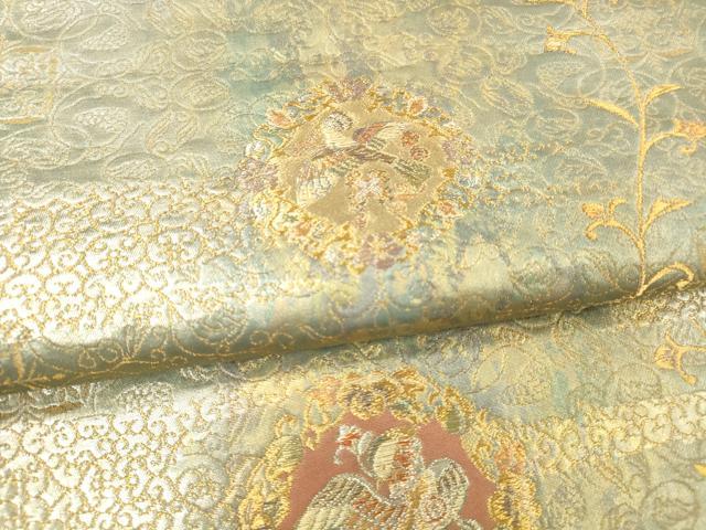平和屋着物▼六通柄袋帯 正倉院唐草華文 金銀糸 正絹 逸品 DAAX0364cm