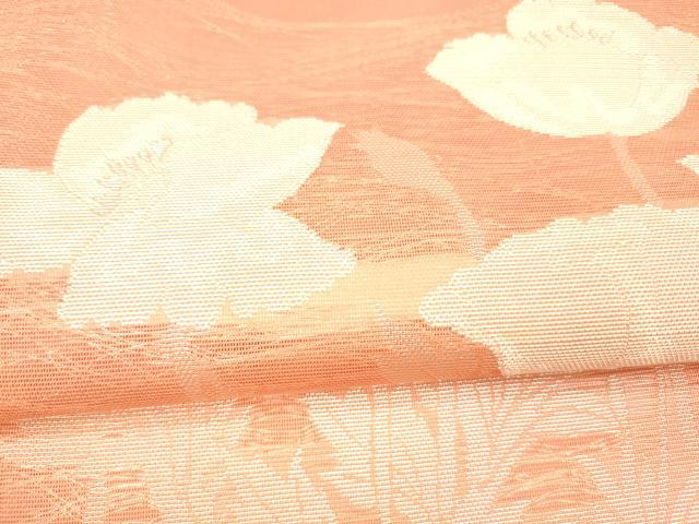 平和屋着物*夏物 太鼓柄 本袋帯 草花文 銀糸 正絹 逸品 DAAX0469cm