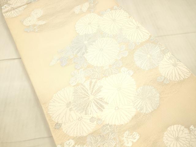 平和屋着物*夏物 六通柄袋帯 草花文 銀糸 正絹 逸品 DAAX0473cm