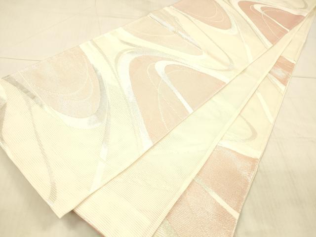平和屋着物*夏物 六通柄袋帯 流水文 銀糸 正絹 逸品 DAAX0474cm