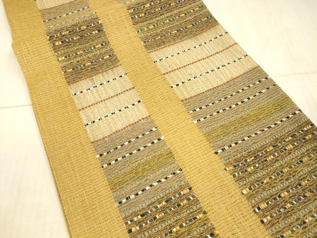 平和屋着物*夏物 六通柄袋帯 横段文 銀糸 正絹 逸品 DAAX0476cm