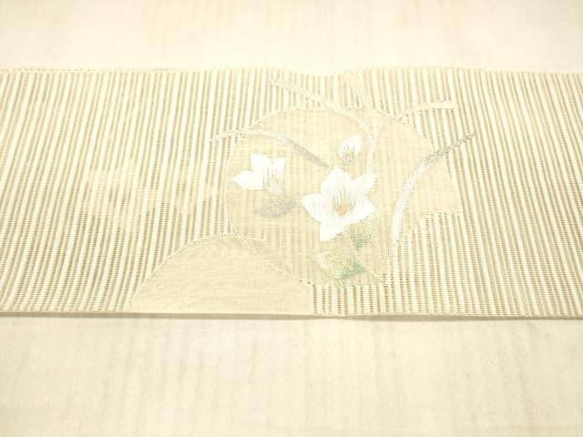 平和屋着物*夏物 絽綴れ 八寸名古屋帯 草花文 金銀糸 正絹 逸品 DAAX0479cm