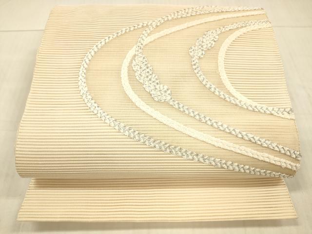 平和屋着物*夏物 絽綴れ 八寸名古屋帯 結び紐文 銀糸 正絹 逸品 DAAX0489cm