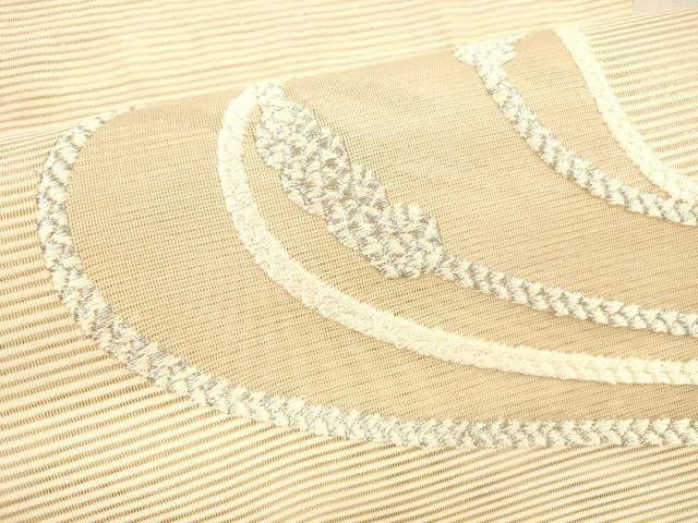 平和屋着物*夏物 絽綴れ 八寸名古屋帯 結び紐文 銀糸 正絹 逸品 DAAX0489cm