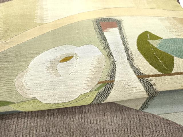 平和屋着物*夏物 太鼓柄袋帯 すくい織 飾花文 正絹 逸品 DAAX0503cm