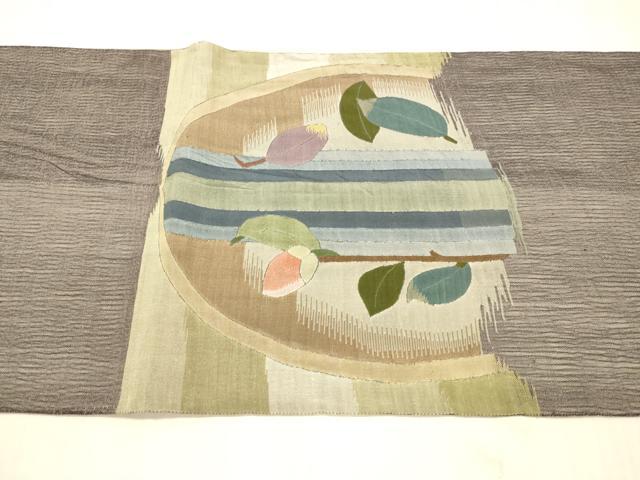 平和屋着物*夏物 太鼓柄袋帯 すくい織 飾花文 正絹 逸品 DAAX0503cm