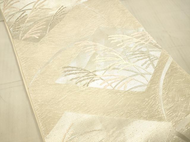 平和屋着物*夏物 六通柄袋帯 草葉文 銀糸 正絹 逸品 DAAX0509cm