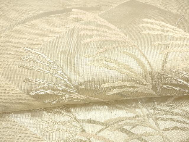 平和屋着物*夏物 六通柄袋帯 草葉文 銀糸 正絹 逸品 DAAX0509cm