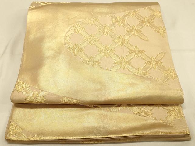 平和屋着物◎全通柄 本袋帯 流水吉祥文 金糸 引箔 正絹 逸品 DAAX0571jm