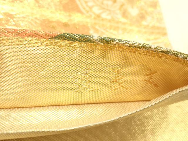 平和屋着物◎佐賀錦 六通柄袋帯 道長文 金糸 正絹 逸品 DAAX0604jm