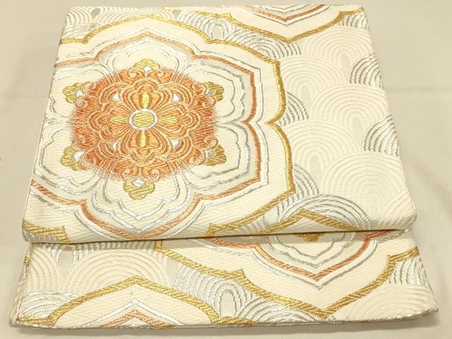 平和屋着物◎西陣 六通柄袋帯 唐織 正倉院花文 金銀糸 正絹 逸品 DAAX0633jm