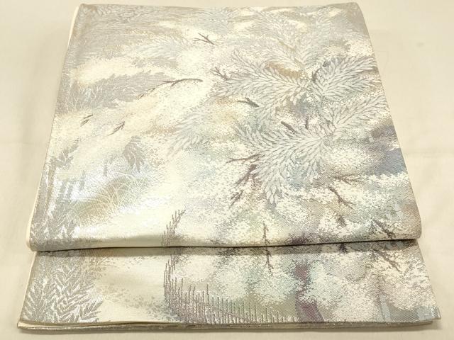 平和屋着物◎六通柄袋帯 嵯峨野路 風景文 銀糸 正絹 逸品 DAAX0690jm