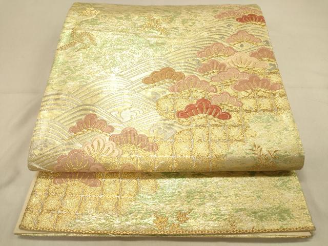 平和屋着物◎六通柄袋帯 唐織 流水松文 金銀糸 正絹 逸品 DAAX0737jm
