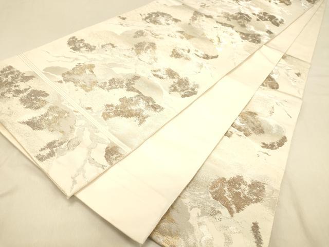 平和屋着物◎六通柄袋帯 はく錦 松文 銀糸 引箔 正絹 逸品 DAAX0741jm