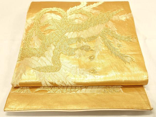 平和屋着物◎六通柄袋帯 鳳凰花文 金糸 正絹 逸品 DAAX0759jm