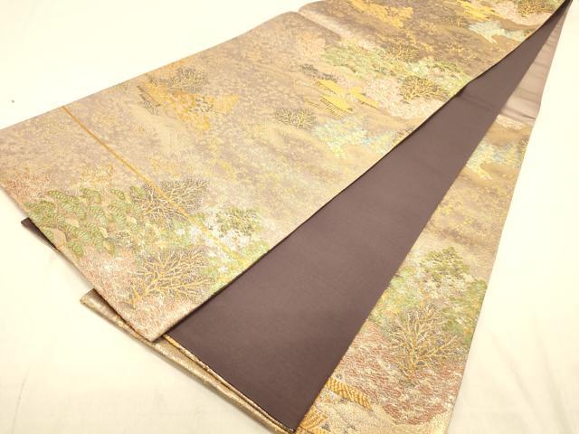 平和屋着物◎六通柄袋帯 都乃夢 風景文 金糸 正絹 逸品 DAAX0770jm