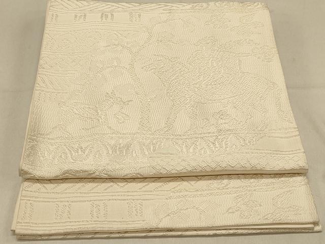 平和屋着物◎六通柄袋帯 狩猟文 薄卵色 正絹 逸品 DAAX0830jm