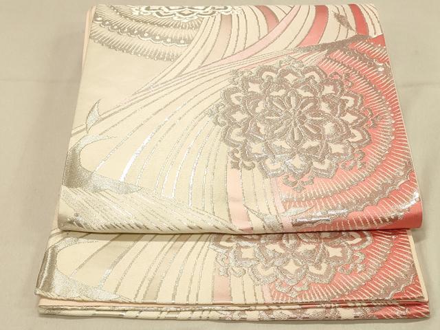 平和屋着物◎六通柄袋帯 正倉院花文 銀糸 正絹 逸品 DAAX0840jm
