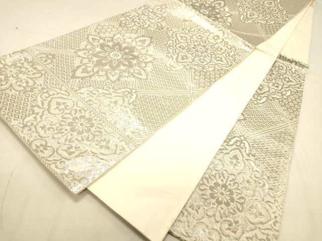 平和屋着物◎六通柄袋帯 正倉院花文 プラチナ二重箔 正絹 逸品 DAAX0846jm