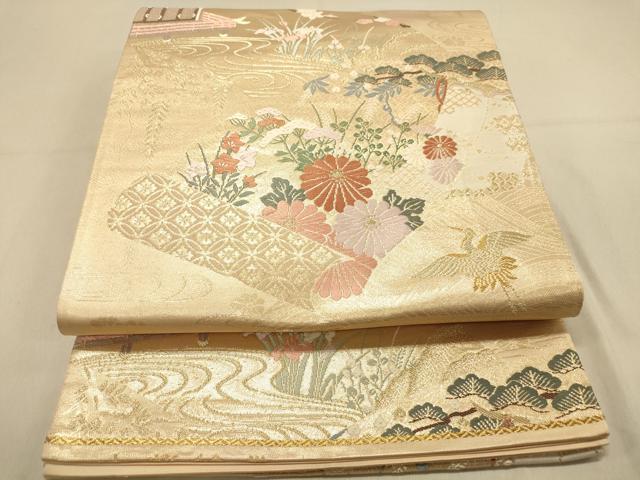 平和屋着物◎六通柄袋帯 唐織 古都絵巻 金糸 正絹 逸品 DAAX0869jm