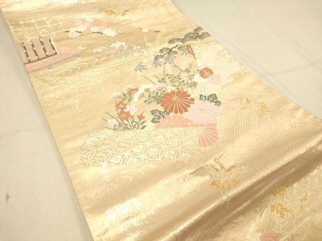 平和屋着物◎六通柄袋帯 唐織 古都絵巻 金糸 正絹 逸品 DAAX0869jm