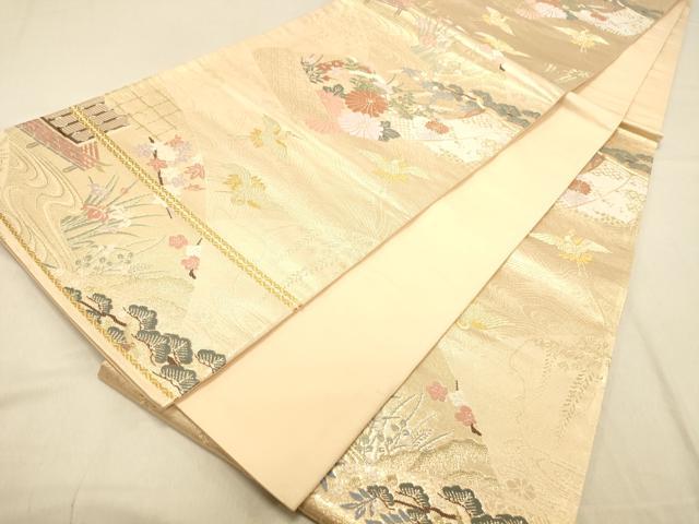 平和屋着物◎六通柄袋帯 唐織 古都絵巻 金糸 正絹 逸品 DAAX0869jm