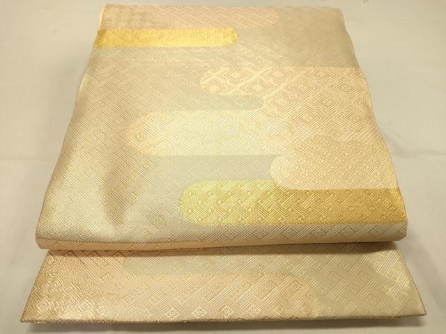 平和屋着物◎佐賀錦 六通柄袋帯 エ霞菱文 金糸 正絹 逸品 DAAX0995jm