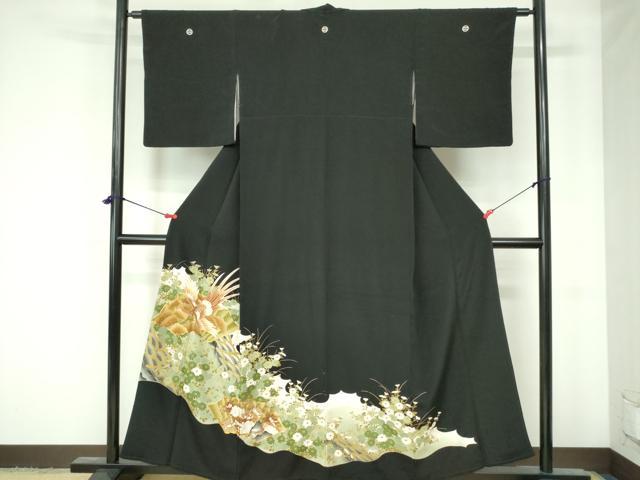 平和屋着物■豪華黒留袖 駒刺繍 鳳凰花文 金彩 正絹 逸品 DAAX1200op