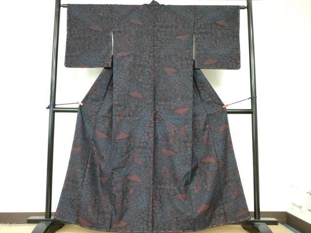 平和屋着物●結城紬 80亀甲 草花文 正絹 逸品 未使用 DAAX1243op