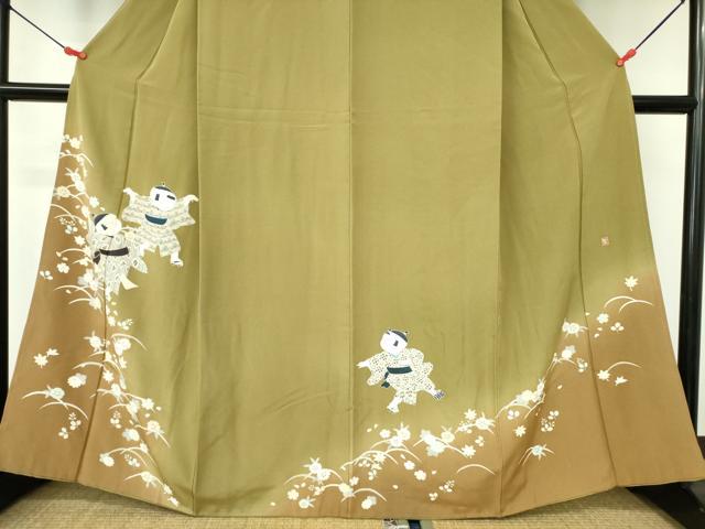 平和屋着物●訪問着 友禅 作家物 童子遊び 芝花文 暈し染め 正絹 逸品 DAAX1251op