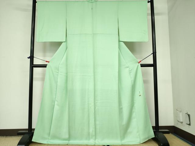 平和屋着物●上質な色無地 小花地紋 若葉色 正絹 逸品 DAAX1253op