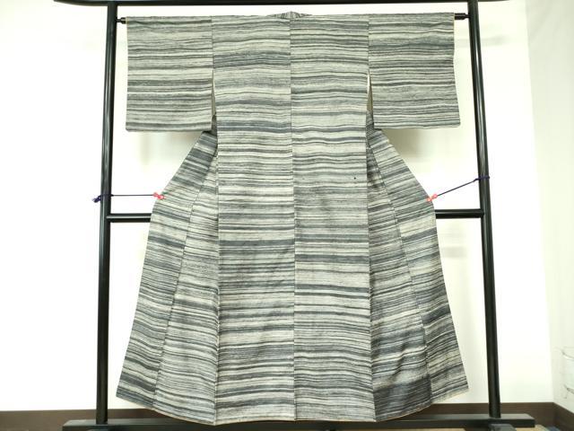 平和屋着物●上質な紬 横段文 正絹 逸品 DAAX1267op